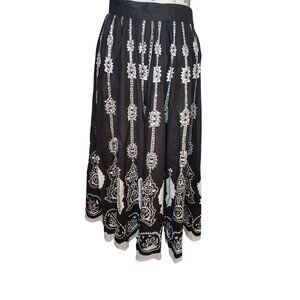 Sandy Starkman XL Skirt, Black White Embroidered, Boho Hippie, Maxi Cotton READ